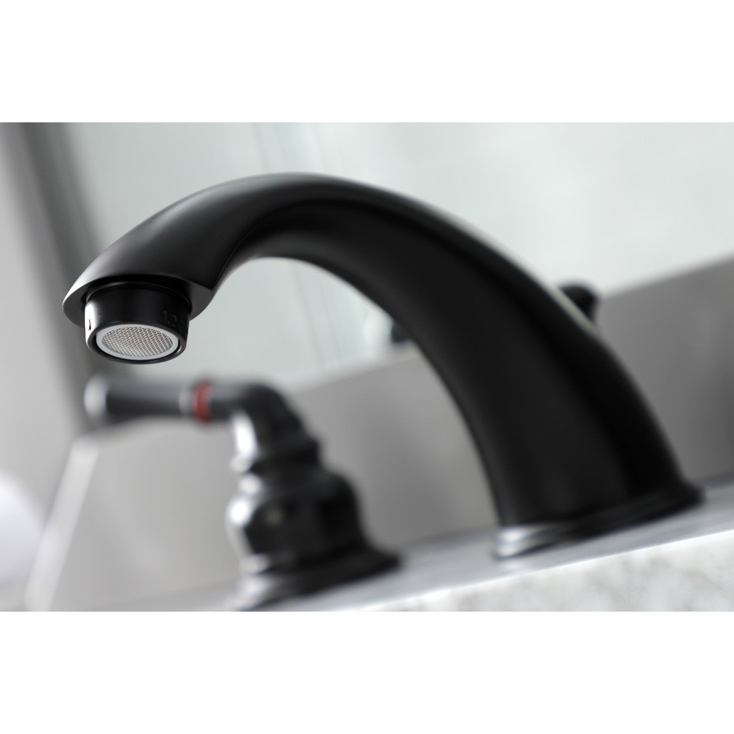 Kingston Tulare KB960 - Magellan Two-Handle 3-Hole Deck Mount Widespread Bathroom Faucet with Pop-Up Drain, Matte Black — thumbnail 3